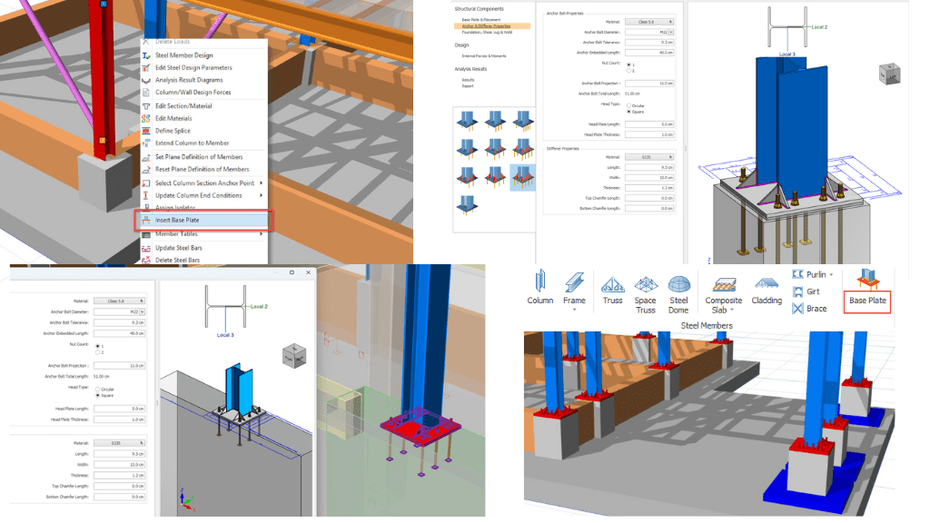 Diseño de placas base de acero en ProtaStructure para soluciones rápidas, confiables y automatizadas en conexiones modernas de acero a hormigón.
