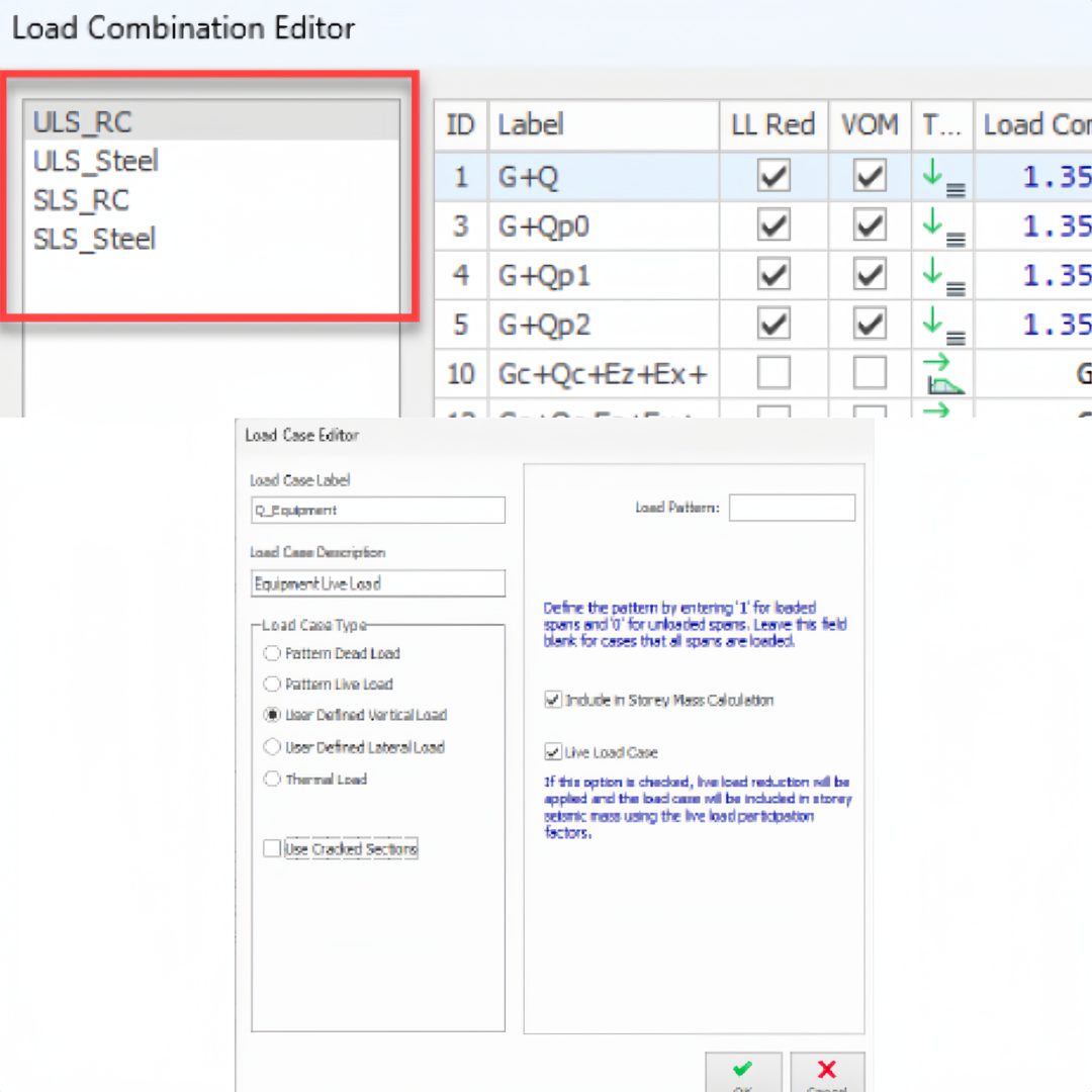 Editor de combinaciones de carga