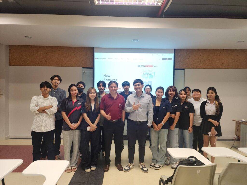 La capacitación de ProtaStructure en Sripatum University capacita a los futuros ingenieros con aprendizaje práctico en diseño sísmico y análisis estructural.