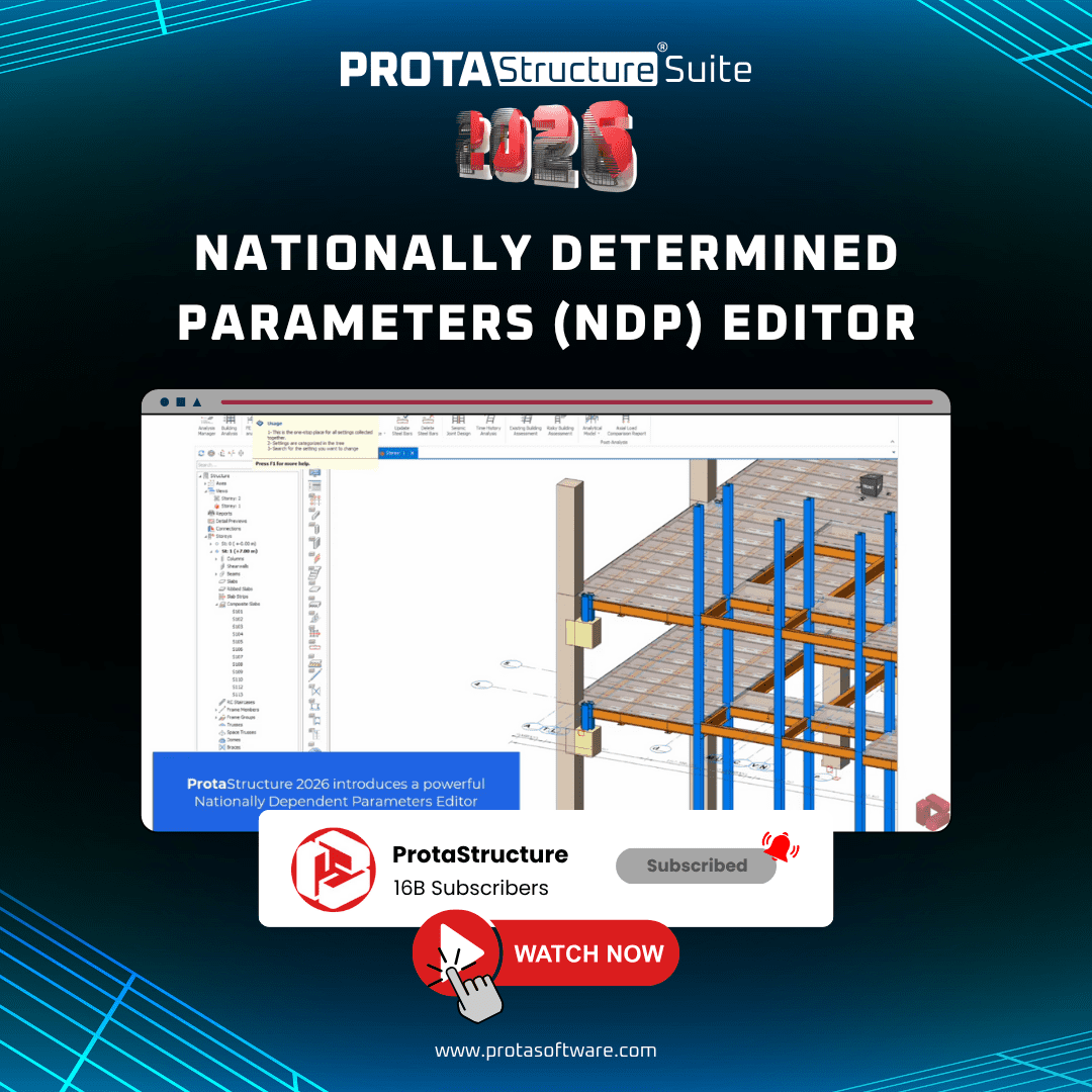 Diseño más inteligente con Eurocode mediante el Editor de NDP en ProtaStructure 2026