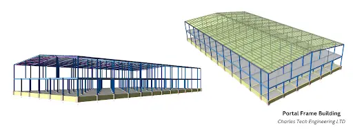 Nave de pórticos diseñada por Charles Tech Engineering LTD con ProtaStructure Suite
