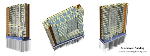 Edificio comercial diseñado con el software de ingeniería estructural ProtaStructure Suite