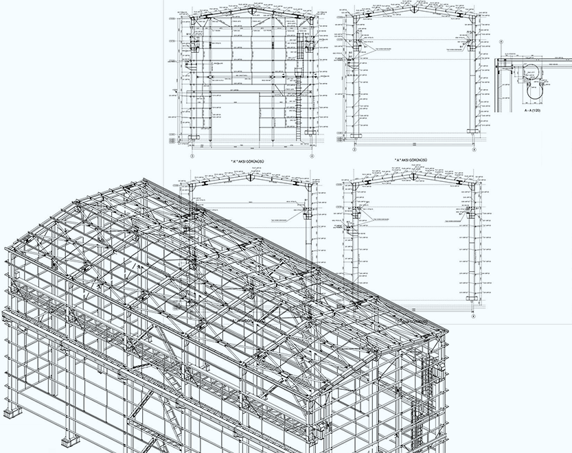 Des plans de détail métalliques clairs et précis