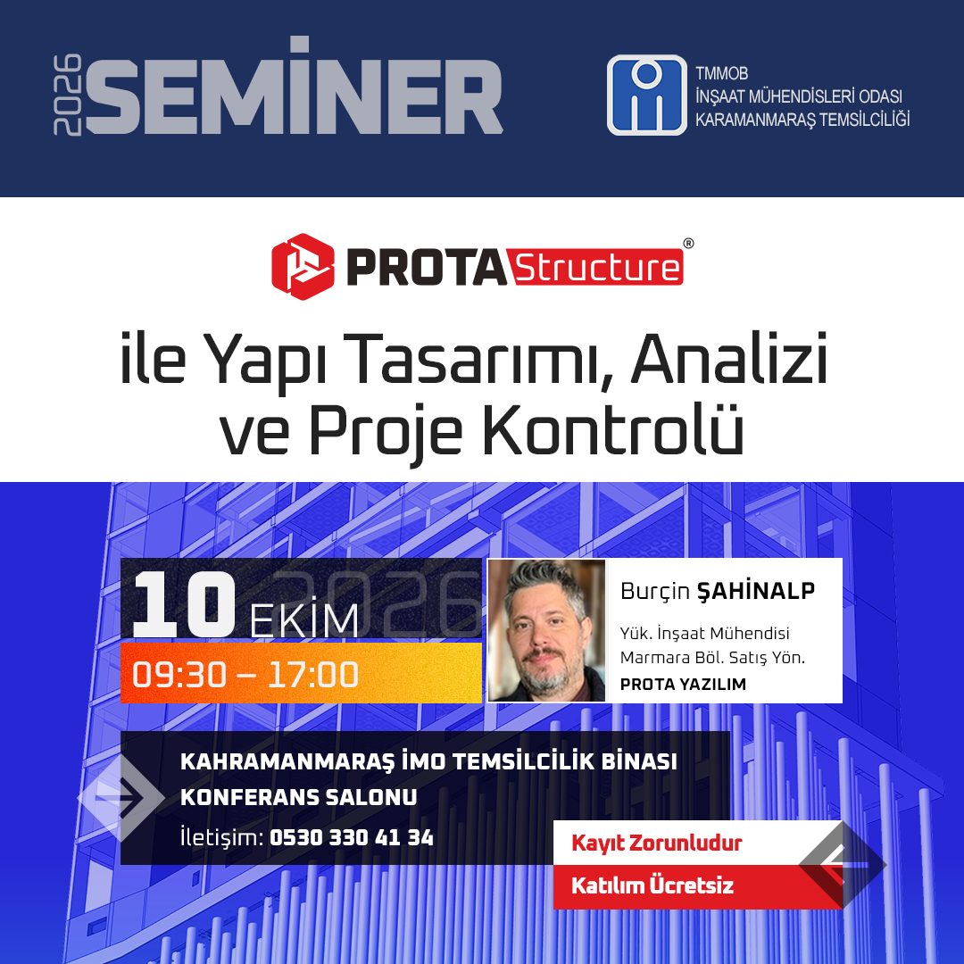 ProtaStructure Kahramanmaraş Semineri: 10 Ekim’de Sizinle Buluşuyoruz