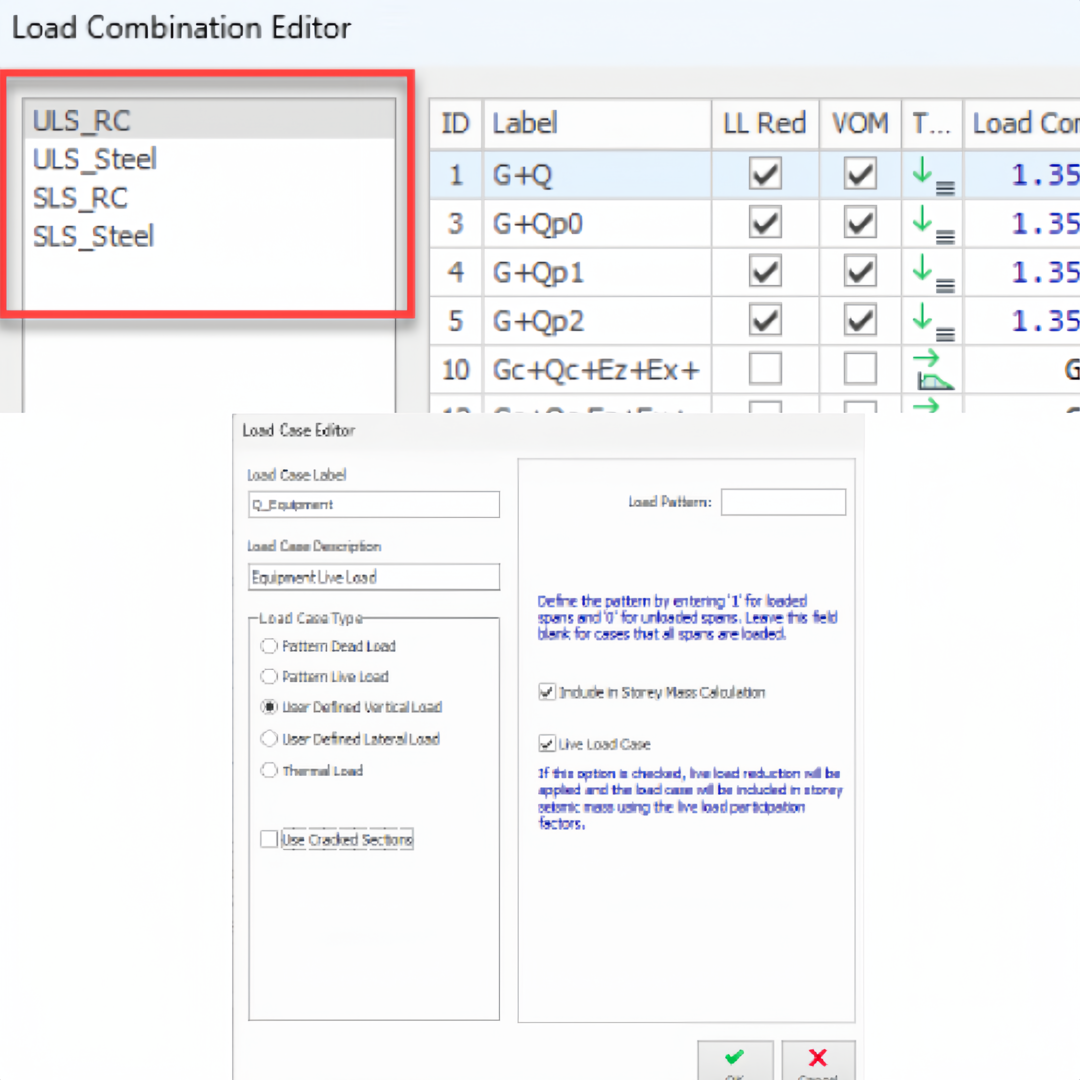 Load Combinations Editor