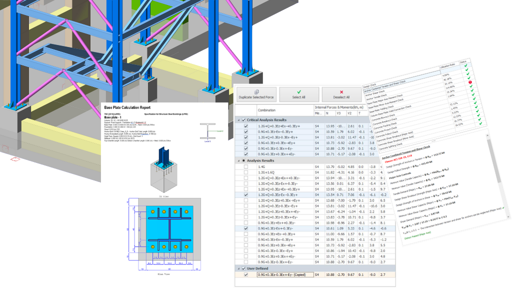 Steel Base Plate Design in ProtaStructure enables fast, reliable, and automated solutions for modern steel-to-concrete connections.