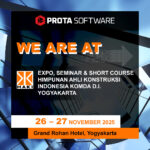 Prota Software announcement for HAKI-Yogyakarta 2025, showcasing ProtaStructure Suite 2026 on 26–27 November at Grand Rohan Hotel.