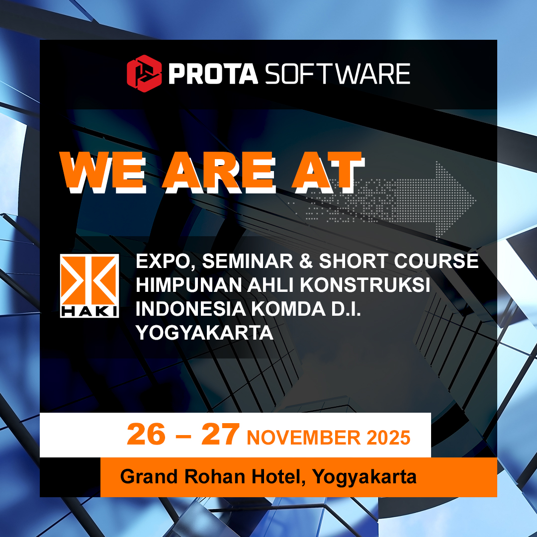 Prota Software announcement for HAKI-Yogyakarta 2025, showcasing ProtaStructure Suite 2026 on 26–27 November at Grand Rohan Hotel.