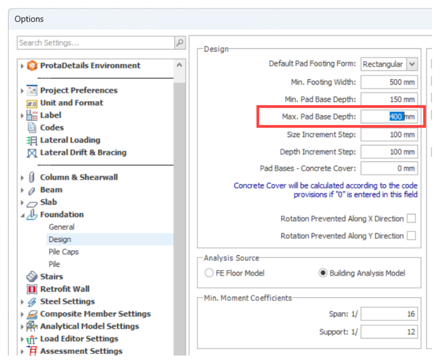 ProtaStructure 2026 update pad footing depth optimisation